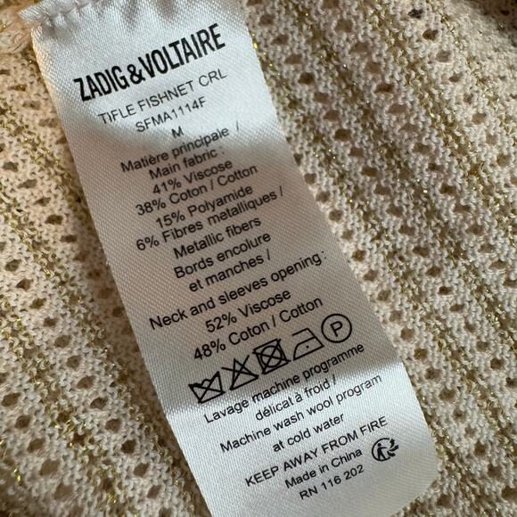 Zadig & Voltaire Sweater Vest Tifle Fish Net Coral Style SFMA2114F Womans M - Picture 15 of 15
